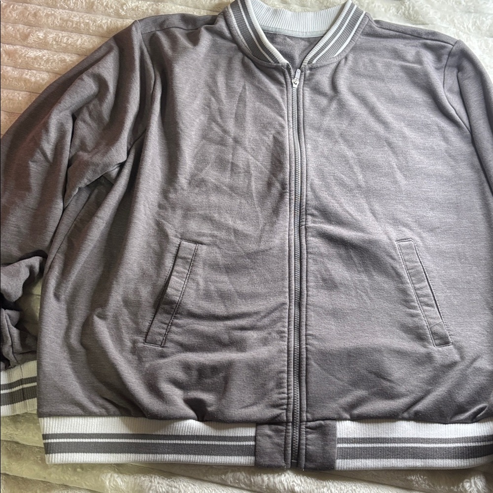 Gray Zip-Up Bomber Jacket